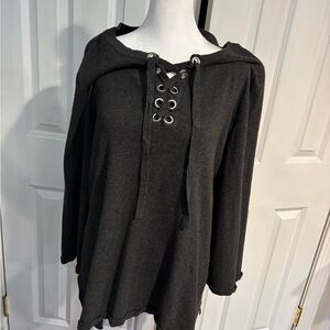 Style & Co. Black 3/4 Sleeve Tie Front sweater XL